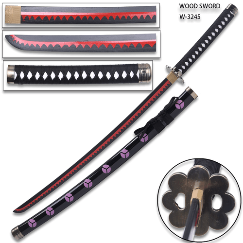 One Piece Anime Roronoa Zoro Shusui WOOD Katana w/ Plastic