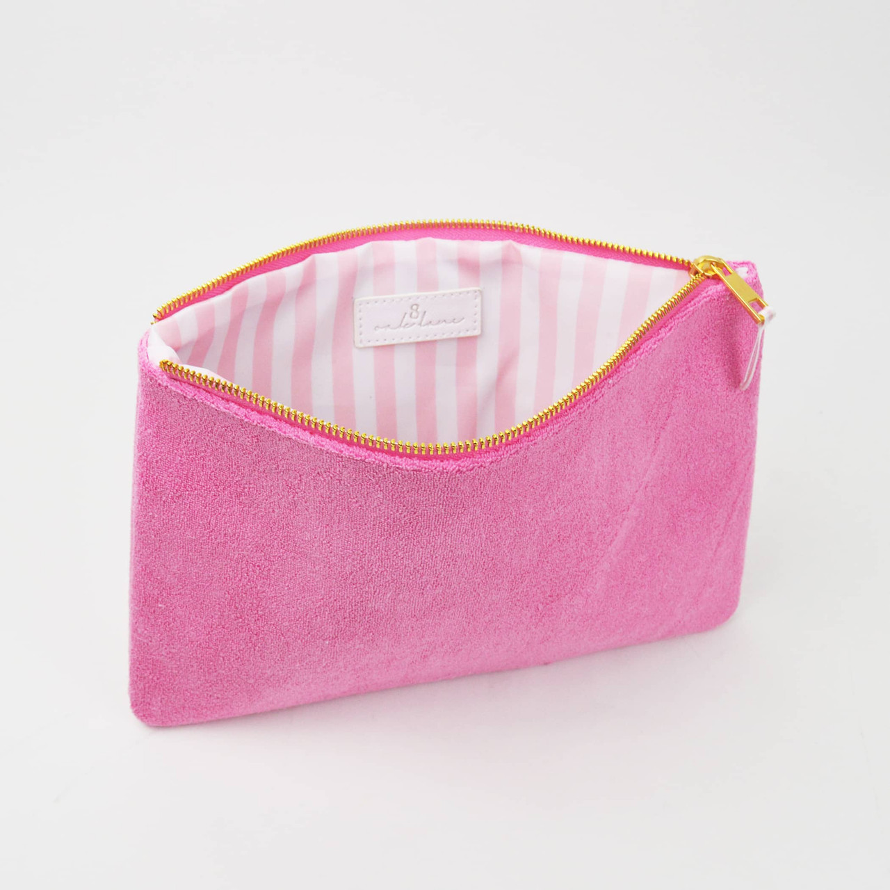 Pink Terry Flat Pouch - Large - 8 Oak Lane