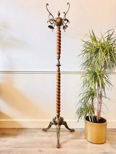 Vintage Standing Coat Rack in Wood Coat Stand Rack with Hooks for