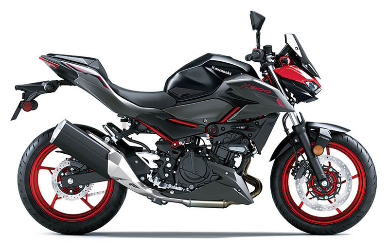 2025 Kawasaki Z500 SE ABS in Candy Persimmon Red / Metallic Flat