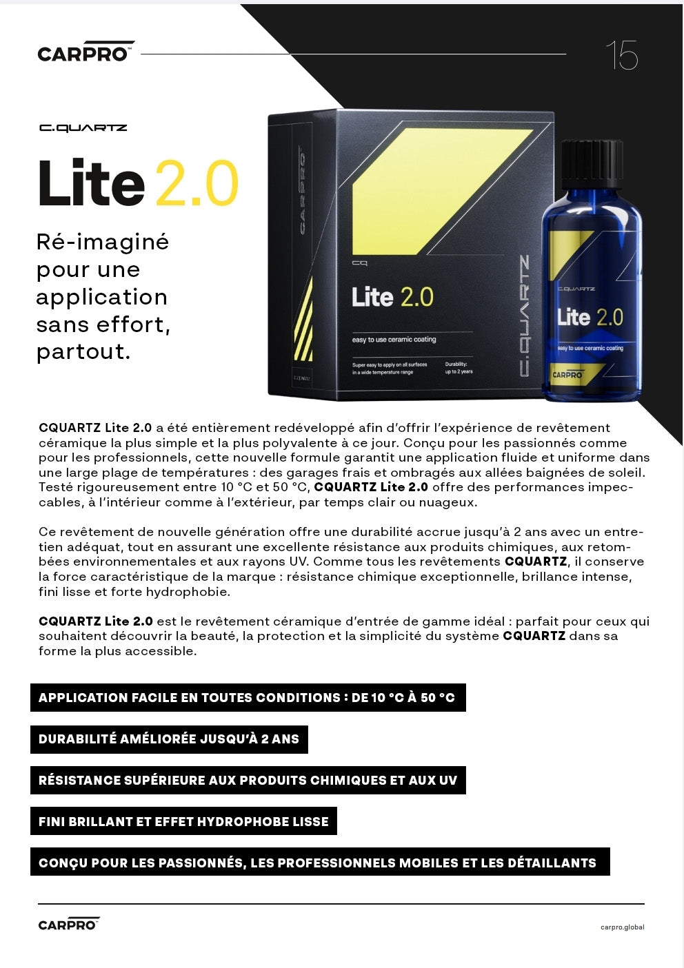 CARPRO- CQUARTZ - Lite 2.0 100ml (Ceramic coating) | Centre de l