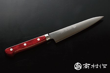 高村作】鍔付スーパーゴールド ワインレッド柄 牛刀 210mm | 福井県
