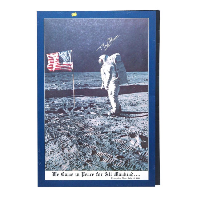 1960s Original Buzz Aldrin Signed Apollo 11 Moon Landing Poster