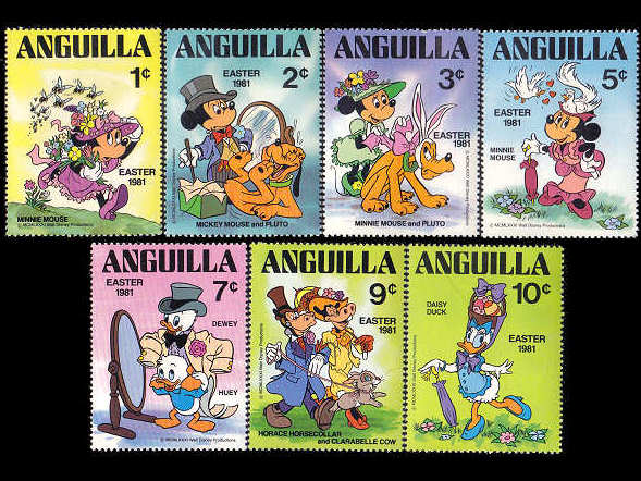 ディズニー 着飾るミッキーミニーたち（アンギラ 1981年）の外国切手7