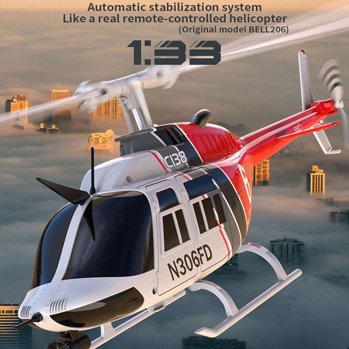RC ERA C138 Bell 206 Flybarless RC Helicopter 2.4G 6CH 6-Axis Gyro
