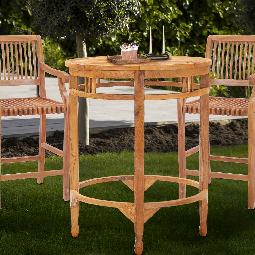 Large Teak Wood Orleans Bar Table, 38 Inch Round by Chic Teak only