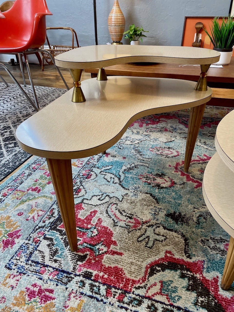 Atomic 1950s 3 Piece Living Room Table Set | Circa
