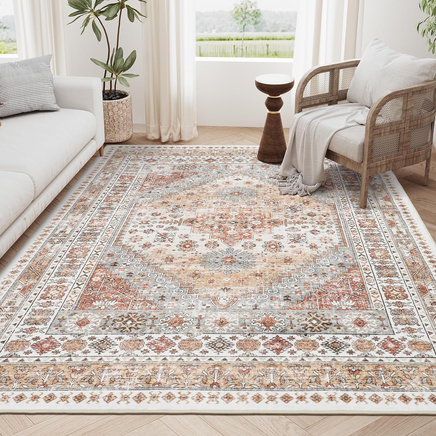 Comicomi Orange Carpet for Living Room 8x10 Entryway Rug Free