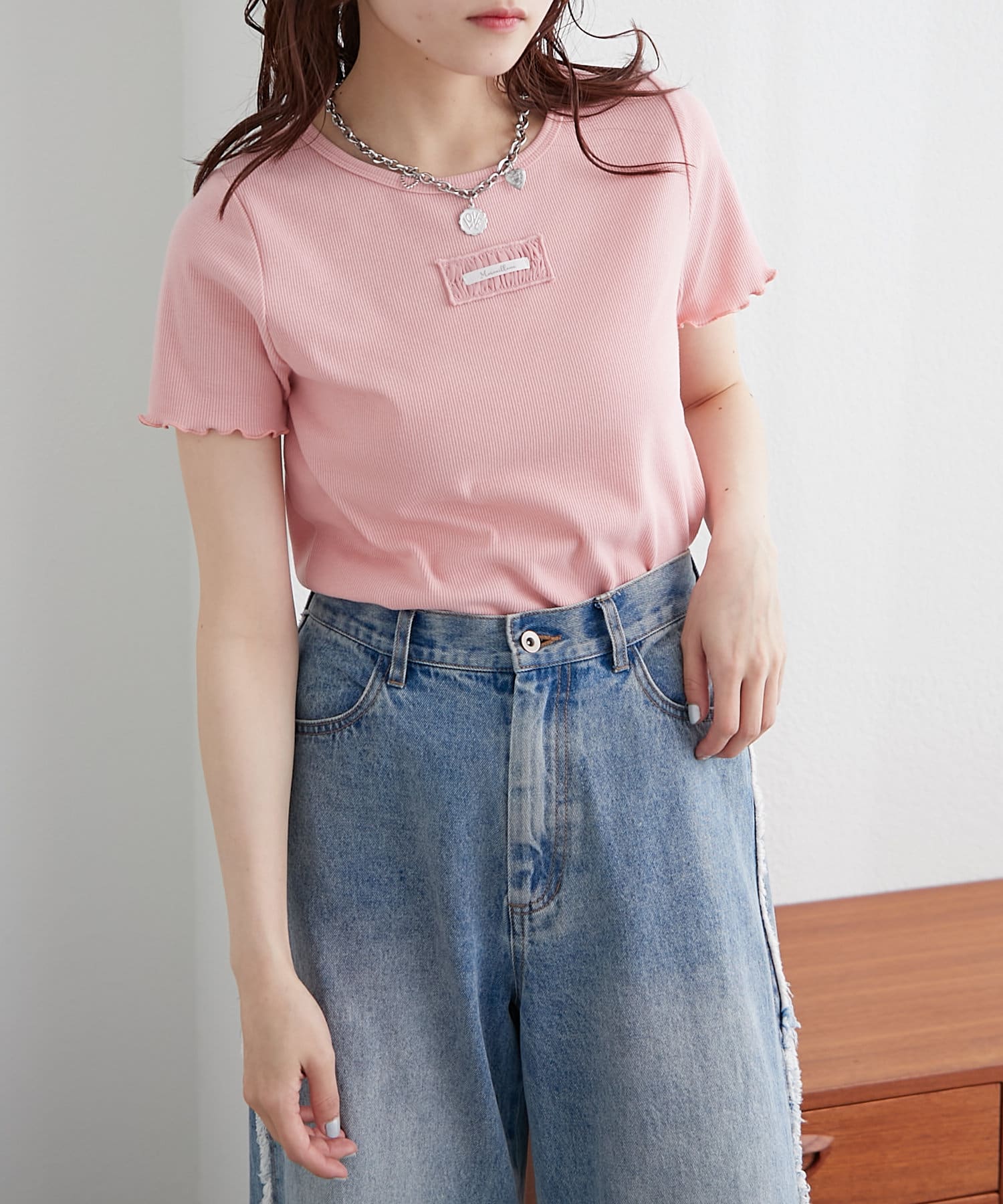 5色展開】フリルネーム付きリブT | w closet(ダブルクローゼット