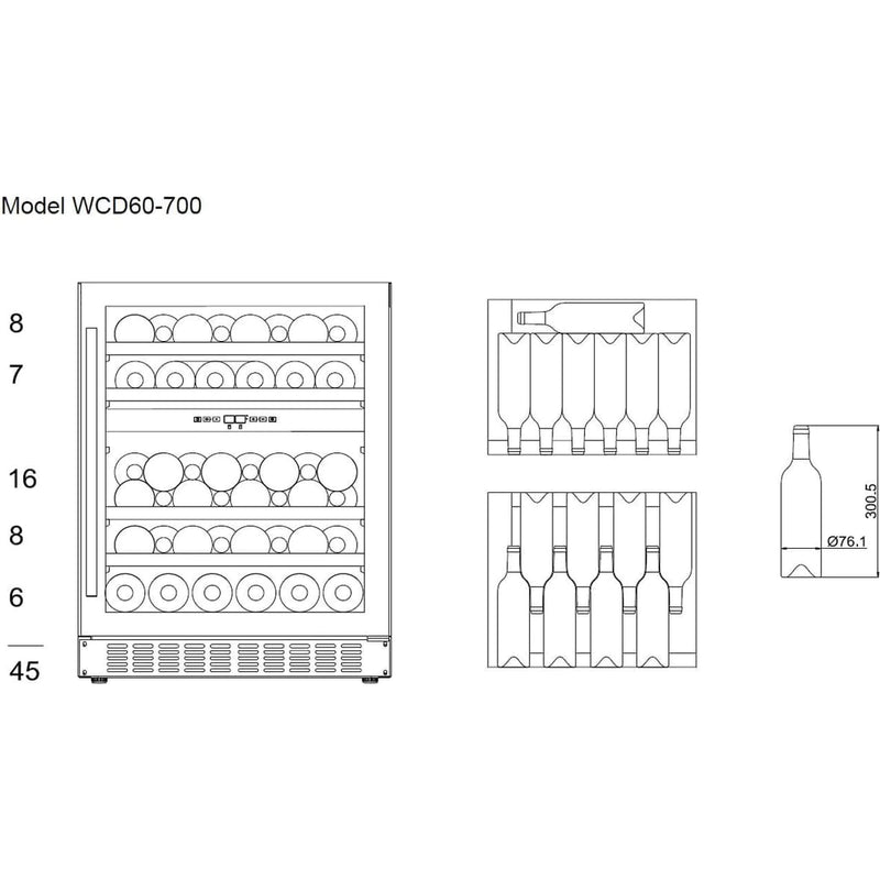 mQuvée WineCave 700 60D Stainless | 45 Bottle Dual Zone Wine Fridge
