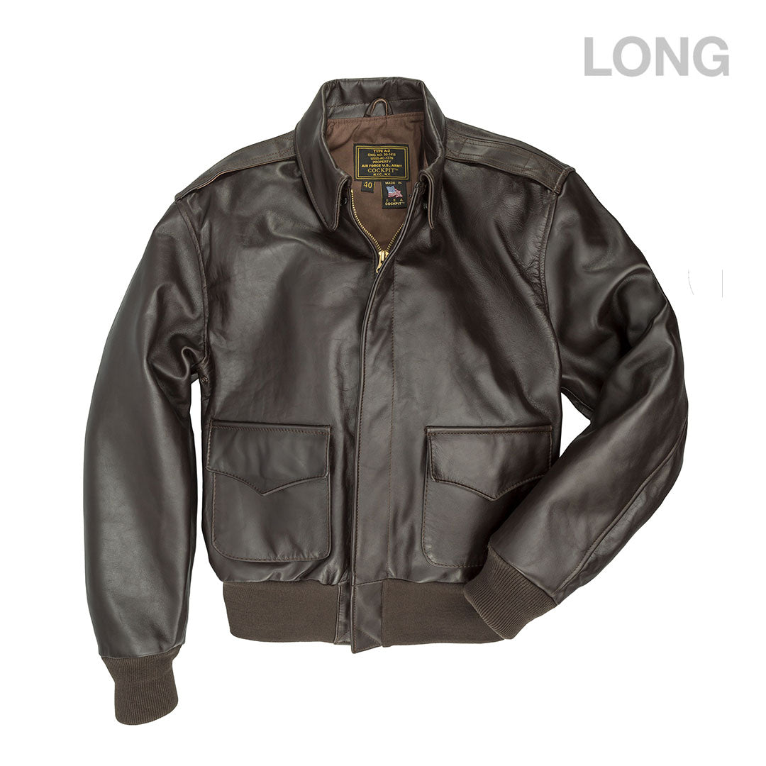 Tall/Long Men's Leather Bomber Jacket | Government Jacket