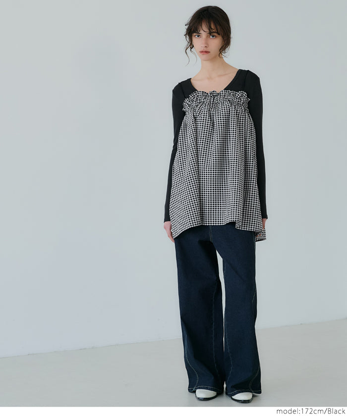 WEB限定セール☆1990円→550円 2way ギンガムチェックベアトップス
