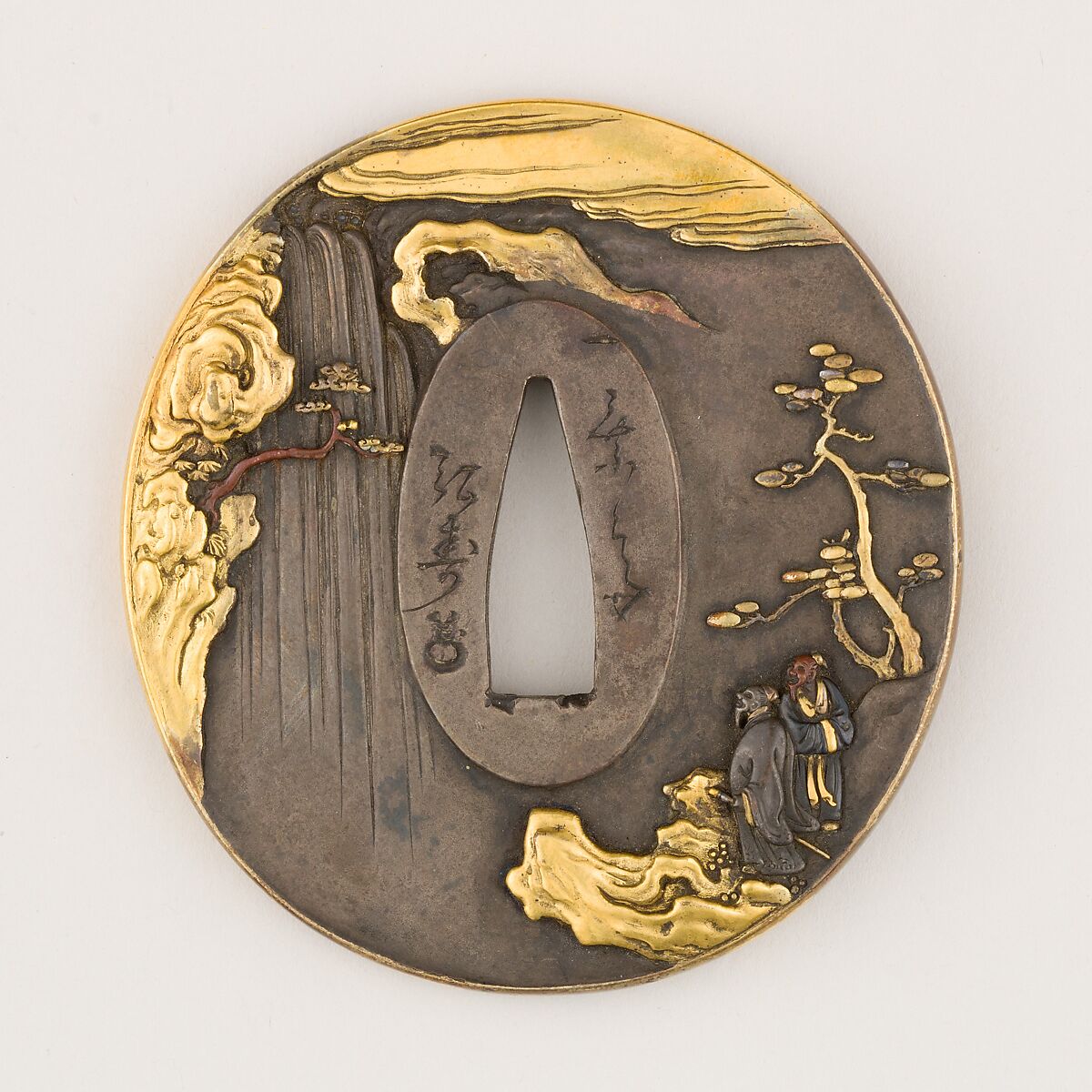 Sword guard (Tsuba) With the Motif of Lǐ Bái Viewing a Waterfall