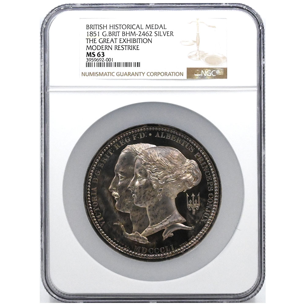 イギリス 1851 ヴィクトリア メダル 銀貨 NGC MS63 ロンドン万国博覧会