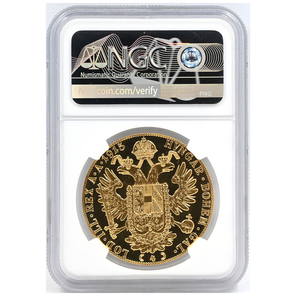 オーストリア 1915 フランツ・ヨーゼフ1世 4ダカット 金貨 NGC MS67
