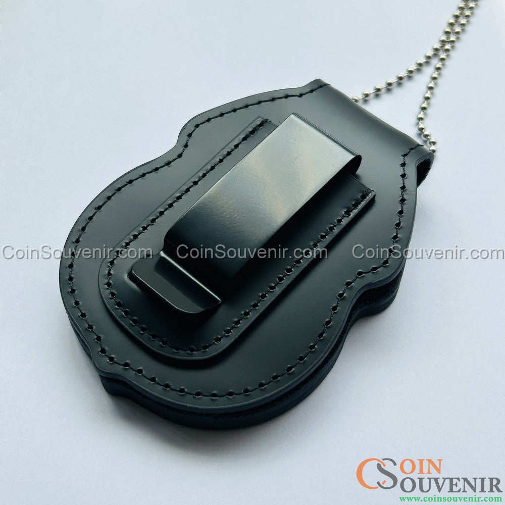 NYPD Sergeant Shield Recessed Badge Holder W/ Belt Clip & Neck