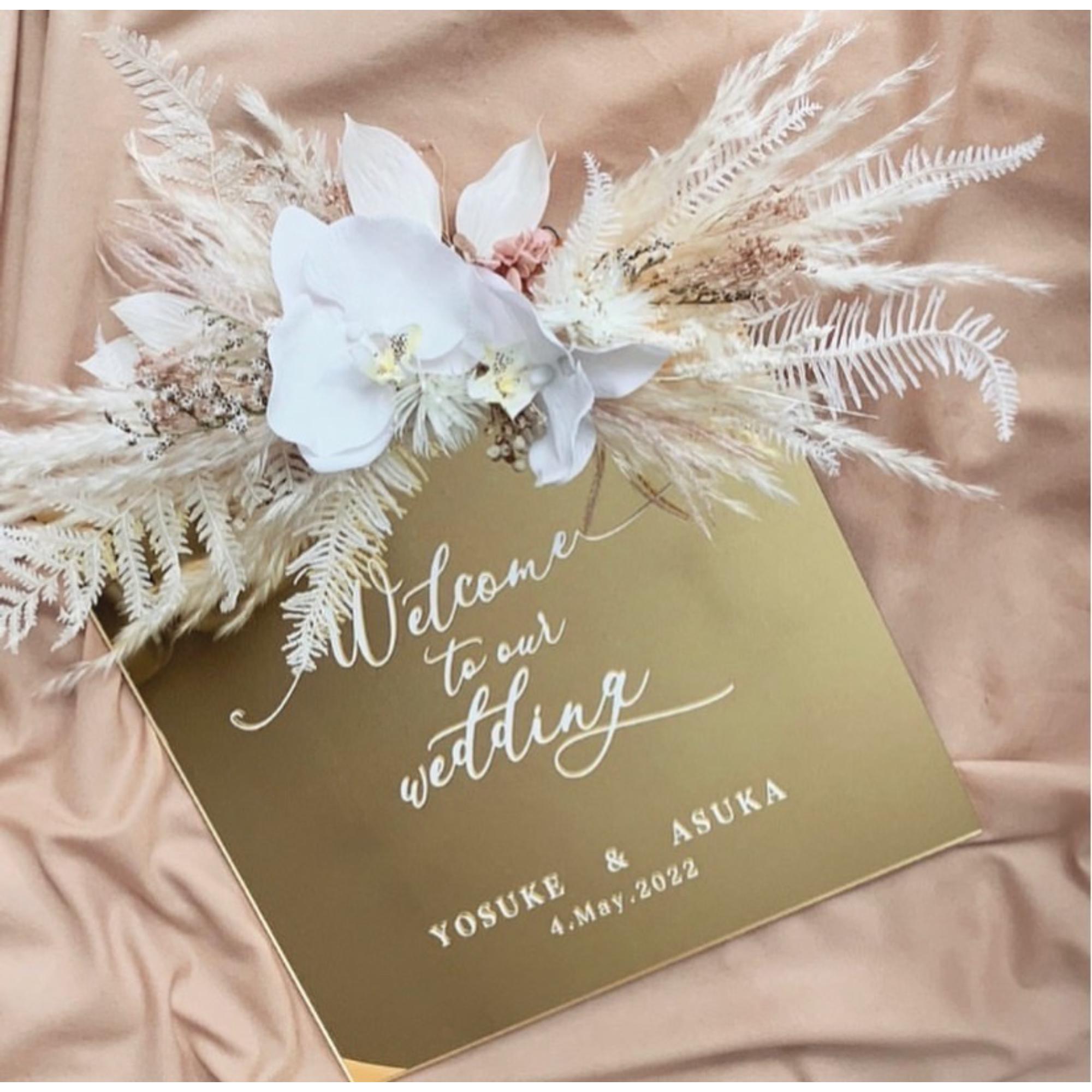 スクエア welcomeboard ゴールドミラー 【結婚式 ウェルカムボード