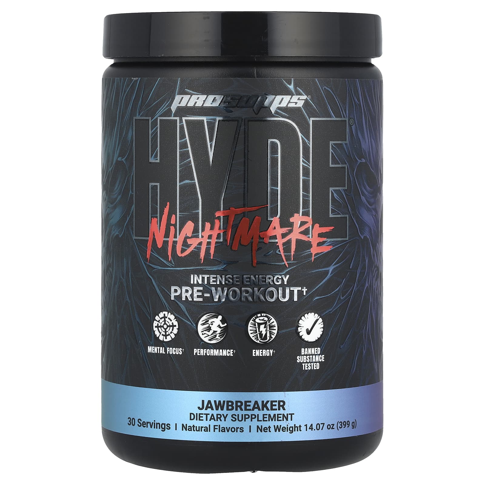 HYDE® Nightmare, Intense Energy Pre-Workout, Jawbreaker, 14.07 oz