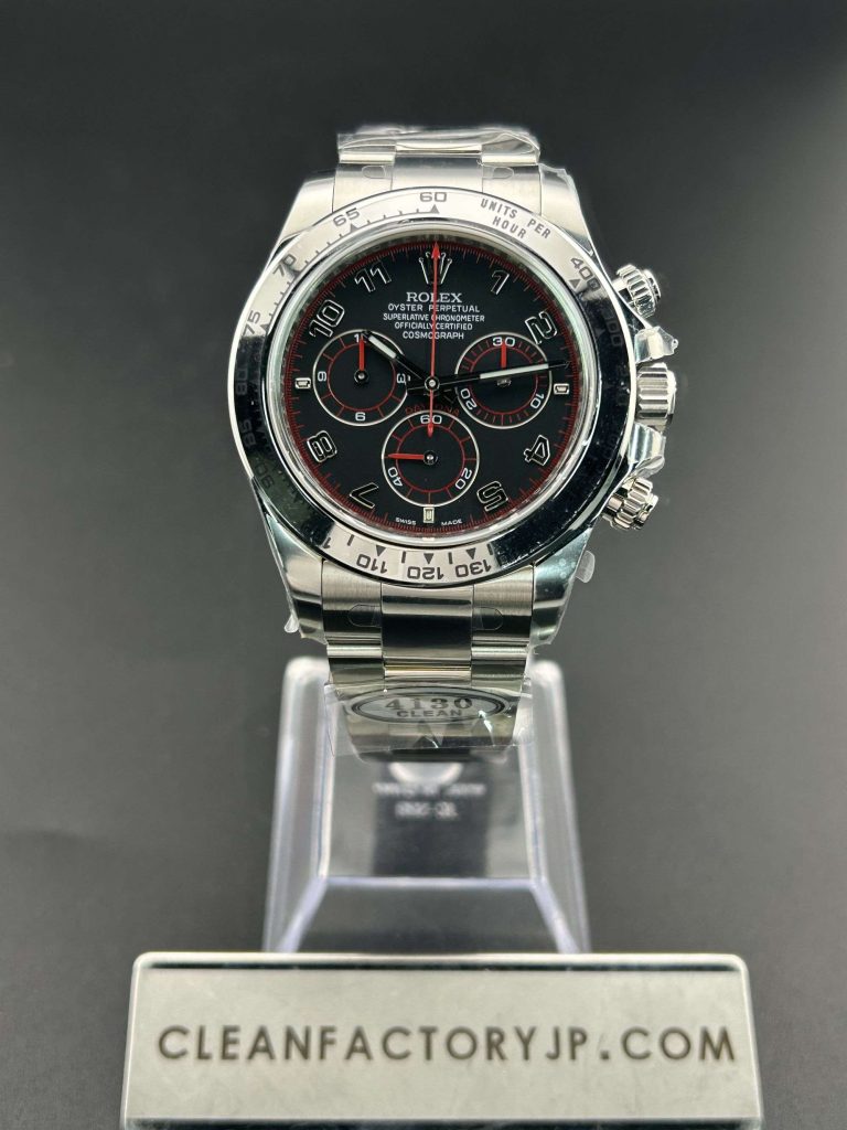 海外販促品 ROLEX掛け時計 デイトナ ブラック レア！赤x ベゼル赤文字