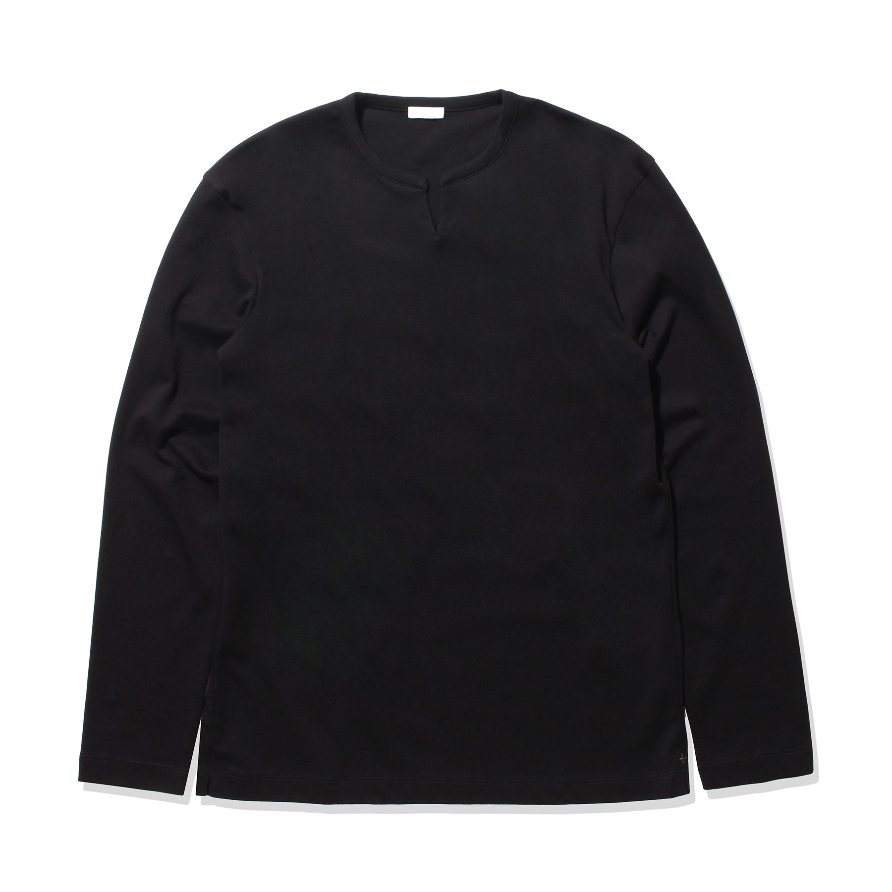 スビンプラチナムスムース テーラードキーネックロングスリーブTシャツ