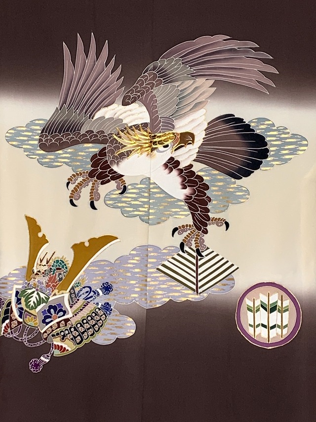 七五三用 紺色着物 鷹と花の刺繍 楽天市場】七五三 着物 男の子 五歳