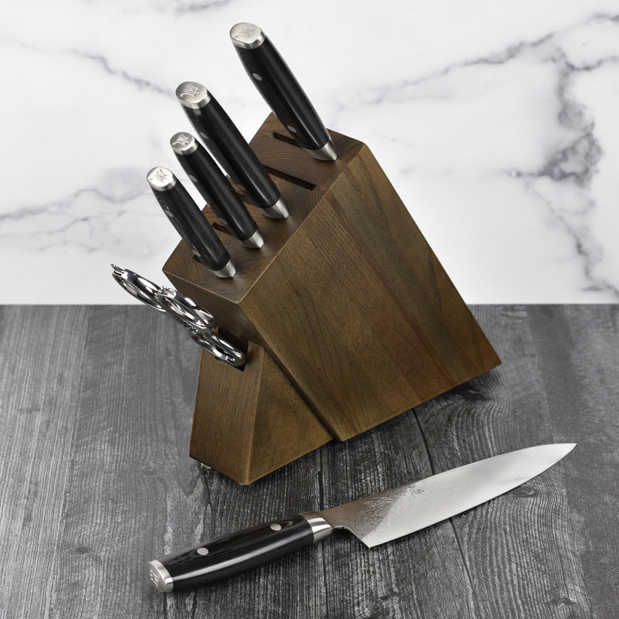 Yaxell Ran Plus Slim Knife Block Set - 7 Piece Dark Ash – Cutlery