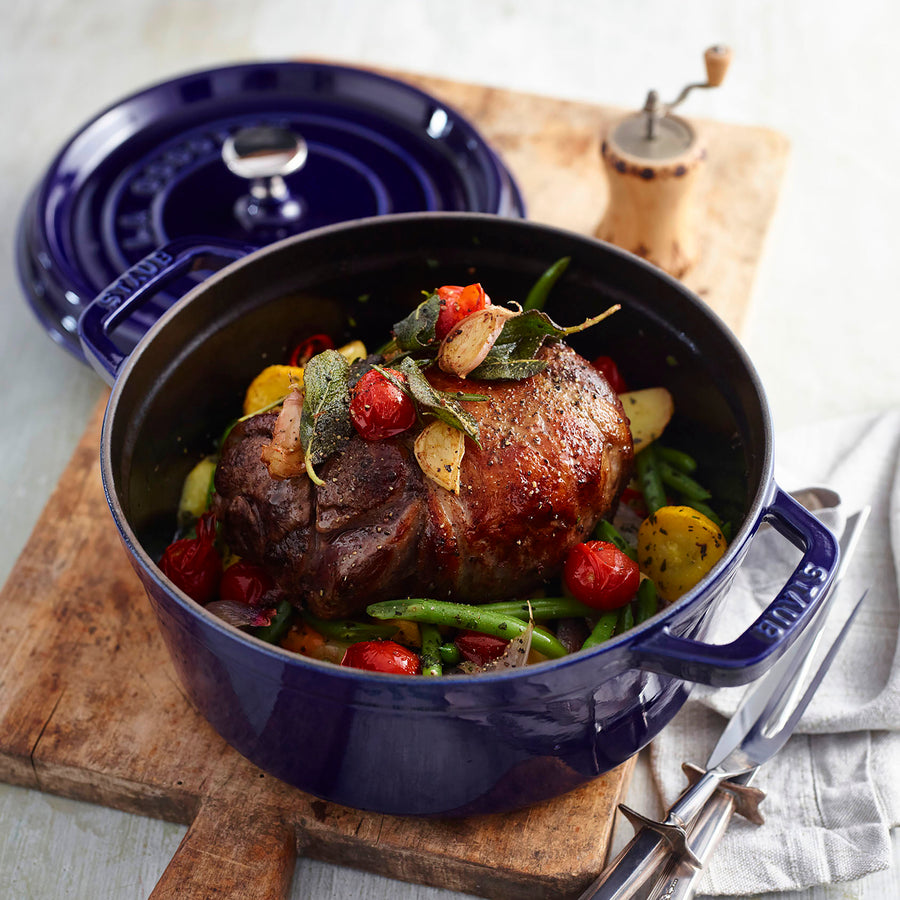 Staub Dutch Oven - 13.25-qt Round Cast Iron Cocotte - Sapphire