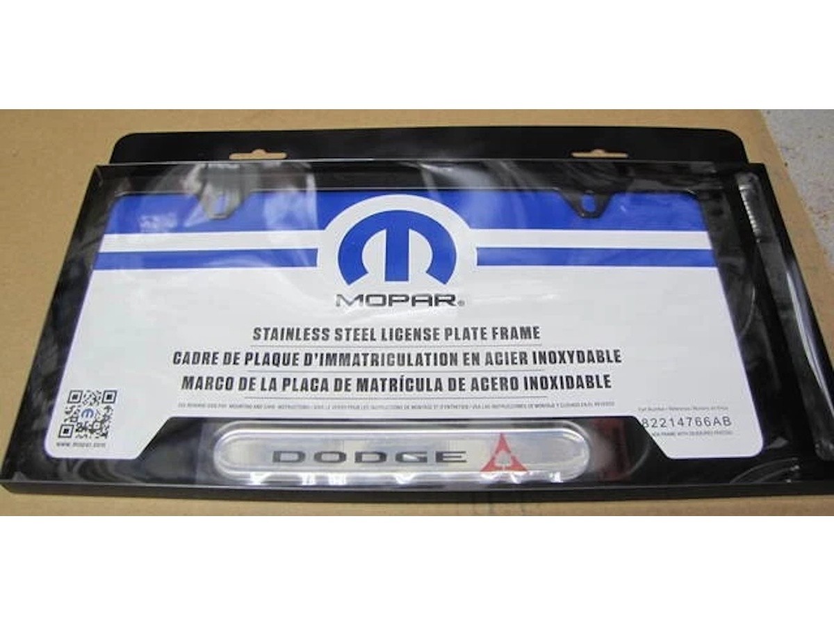 Mopar Stainless Steel License Plate Frame Black With Red Fratzog