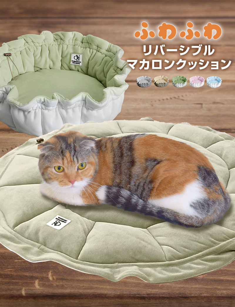 ポケット付き 冷暖リバーシブル マカロンクッション | ONEKOSAMA OINUSAMA