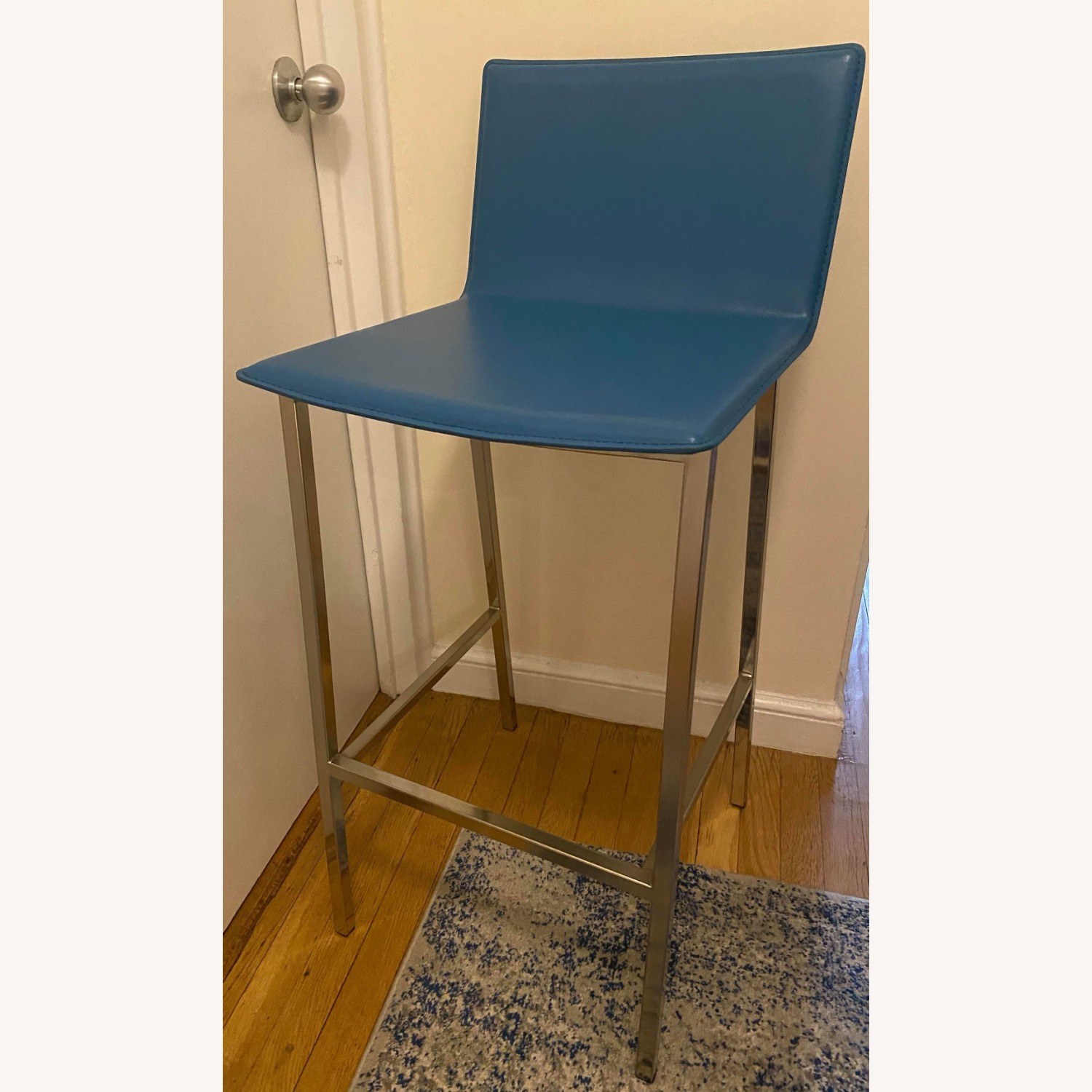 CB2 Phoenix Swoon Bar Stools (Blue) Set of 2 - AptDeco