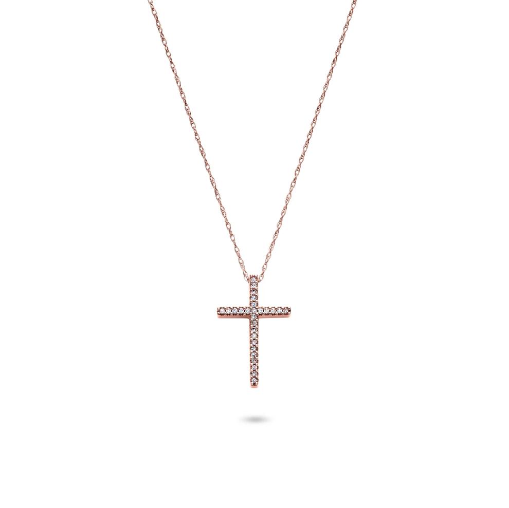 1/10 ct. tw. Diamond Cross Pendant in 10K Rose Gold | Helzberg