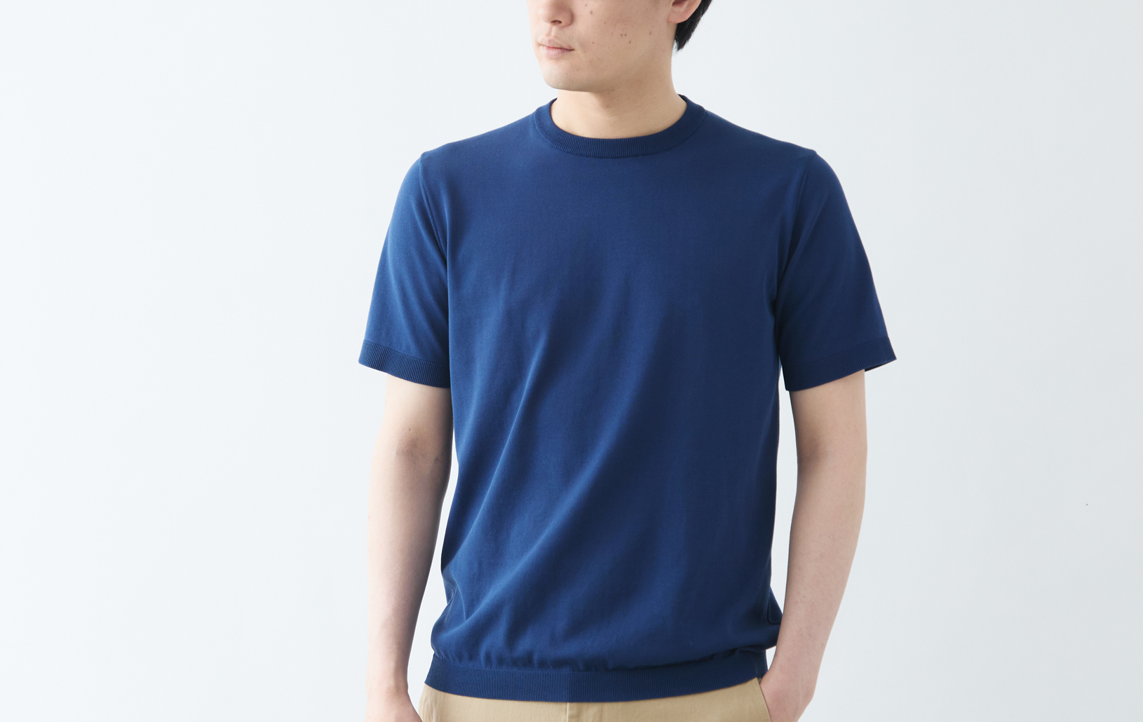 DEKISUGI ハイゲージ サマーニットTシャツ/ネイビー | Factelier