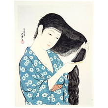 橋口五葉による浮世絵「Woman Combing Her Hair - 髪梳ける女」