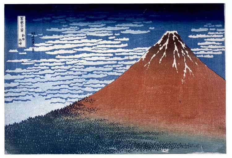 葛飾北斎による浮世絵「Gaifu kaisei 凱風快晴 (South Wind, Clear Sky