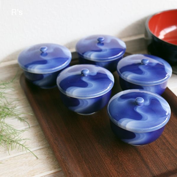 深川製磁 汲出揃 蓋付き湯呑み5客セット 未使用品（H5124) - リユース