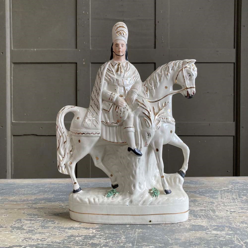 Antique Staffordshire Pottery - Horse And Highlander - Decorative