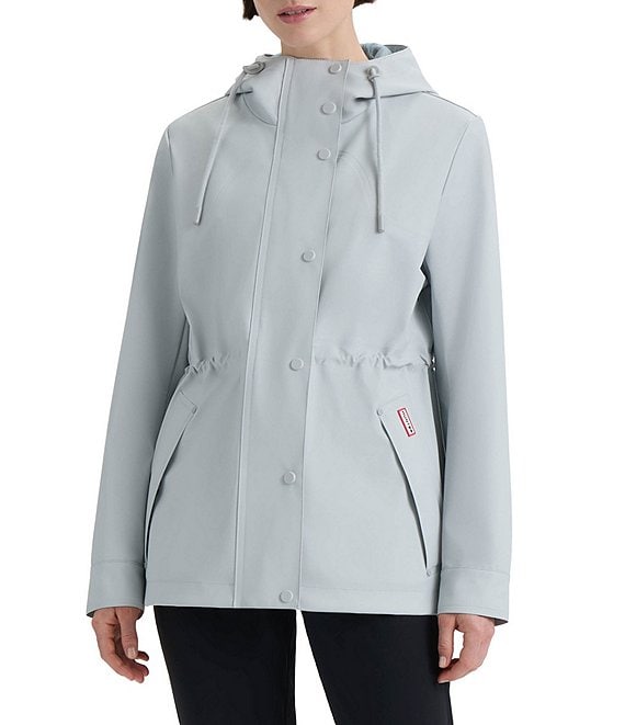 Hunter Abbey Short Rubberized Hooded Snap Front Waterproof Rain