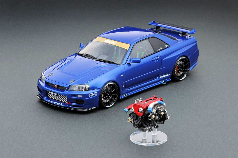Ignition Model New Top Secret GT-R (BNR34) Blue w/ Engine