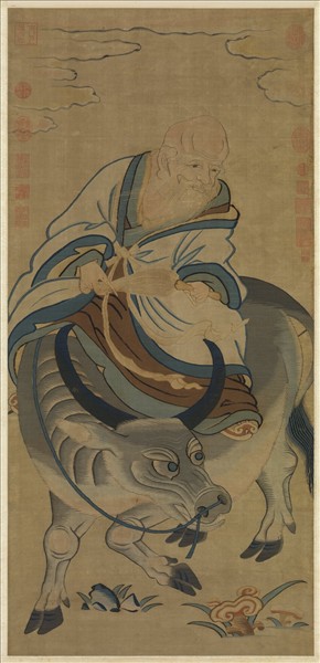 宋緙絲青牛老子圖軸- 故宮