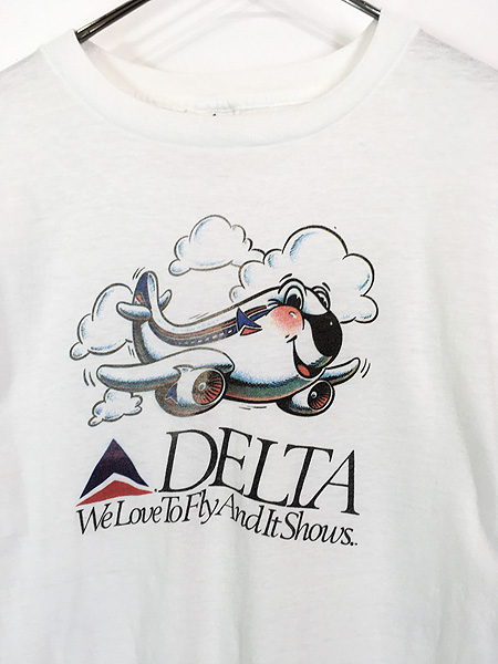 古着 80s DELTA デルタ航空 飛行機 ポップ アート Tシャツ L 古着