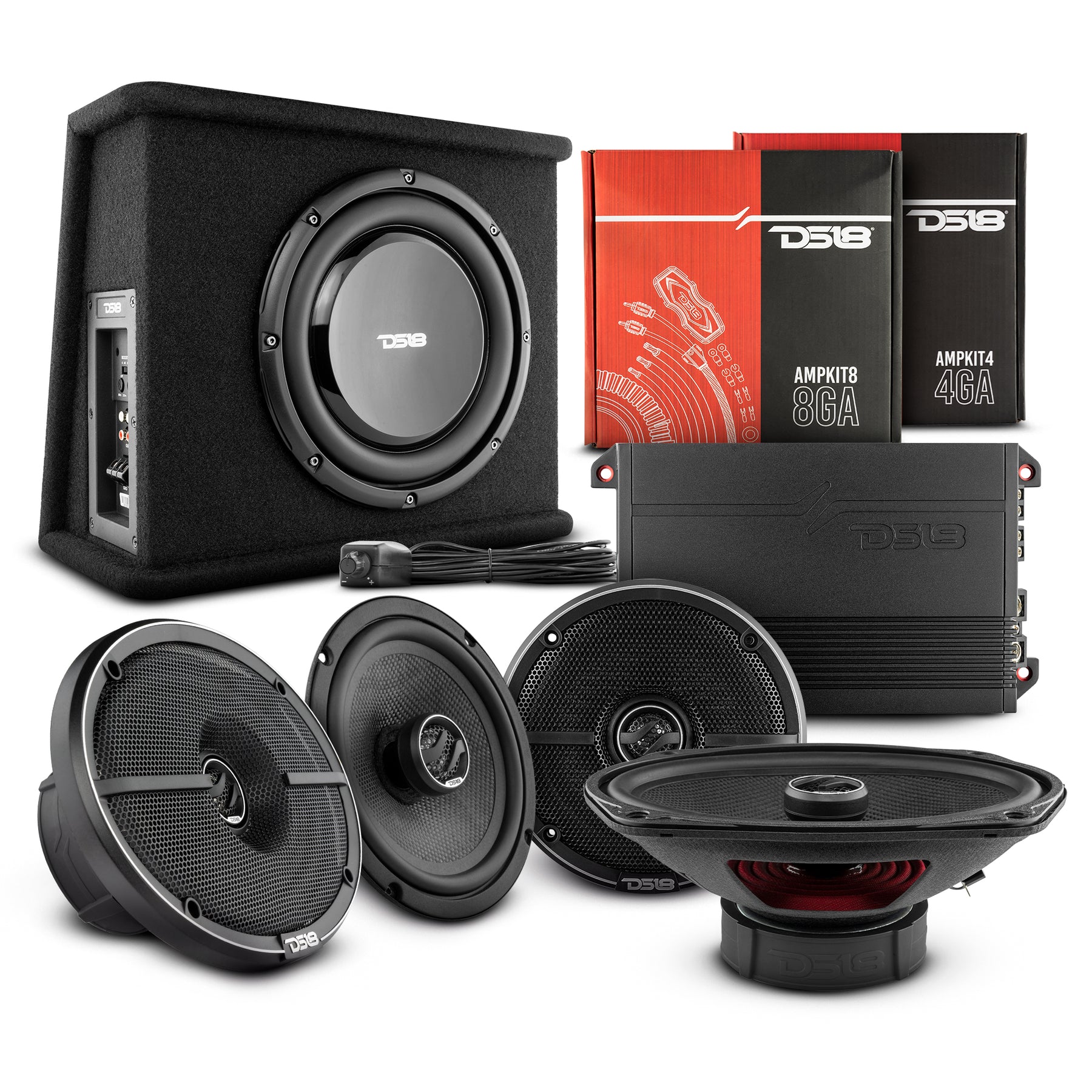 DS18 Stage2 Car Audio Package, Car speakers bundle with amplifier