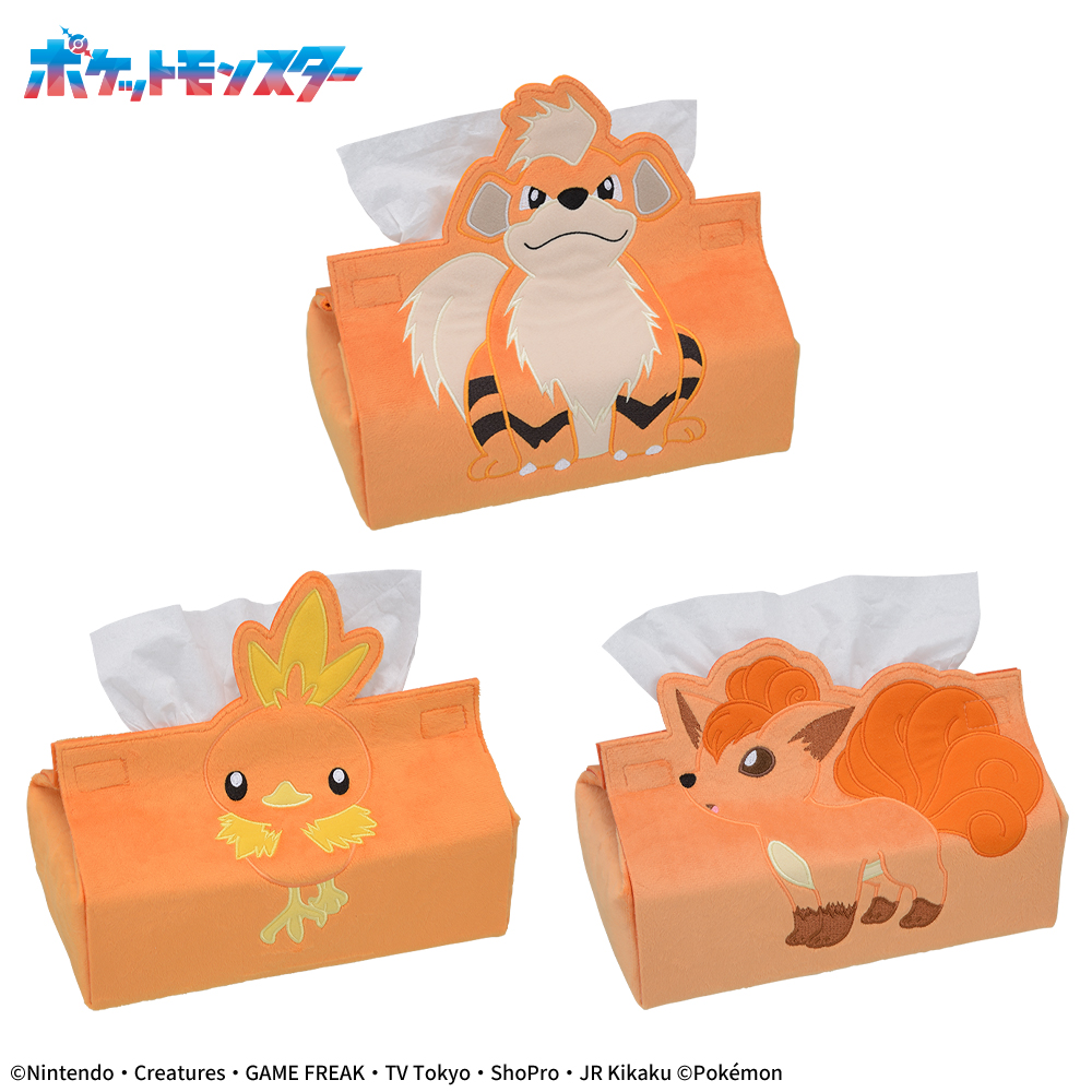 ほのおタイプをもつポケモンのティッシュボックスカバーとサークル