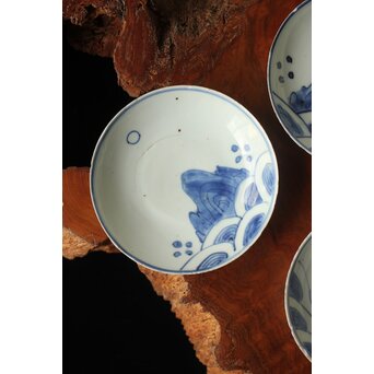 蓬莱山 古染付 小皿 4枚1組 P373｜骨董店 のびる 古美術 骨董 和風建具