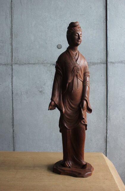 太田南海 観音像木彫 X607｜骨董店 のびる 古美術 骨董 和風建具 蔵戸