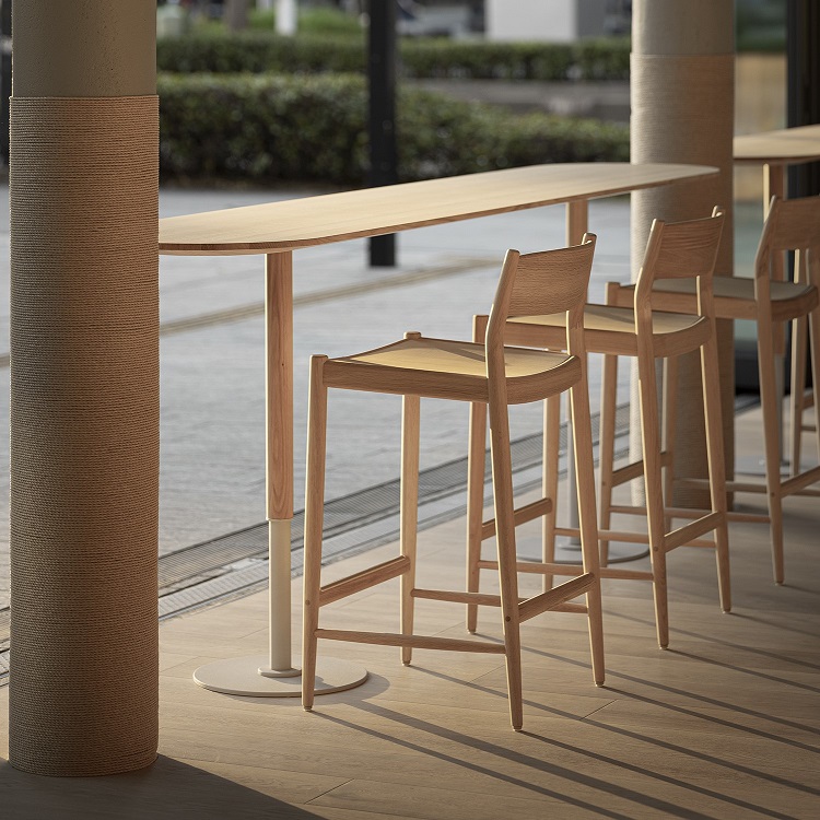 KARIMOKU CASE】N-BS01 Bar Stool Low Woodenseat Pure Oak