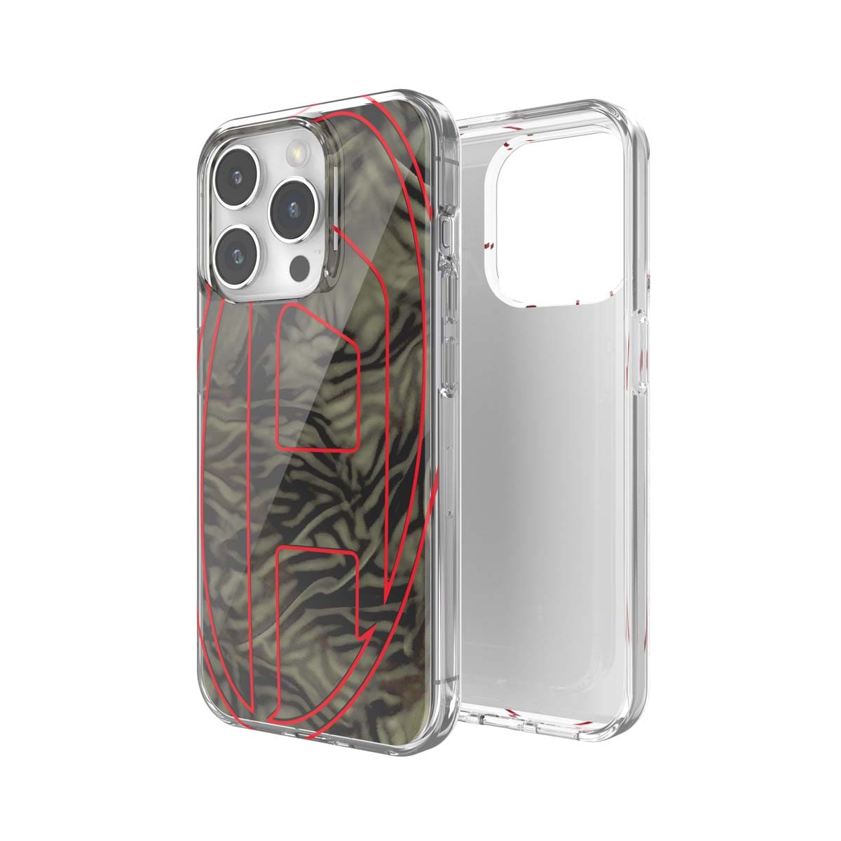 DIESEL iPhone15Proケース Oval D Camo グリーン