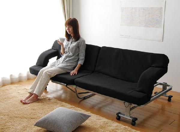折りたたみソファベッド OTB-SFN ブラック[完成品・14段階リクライニング]