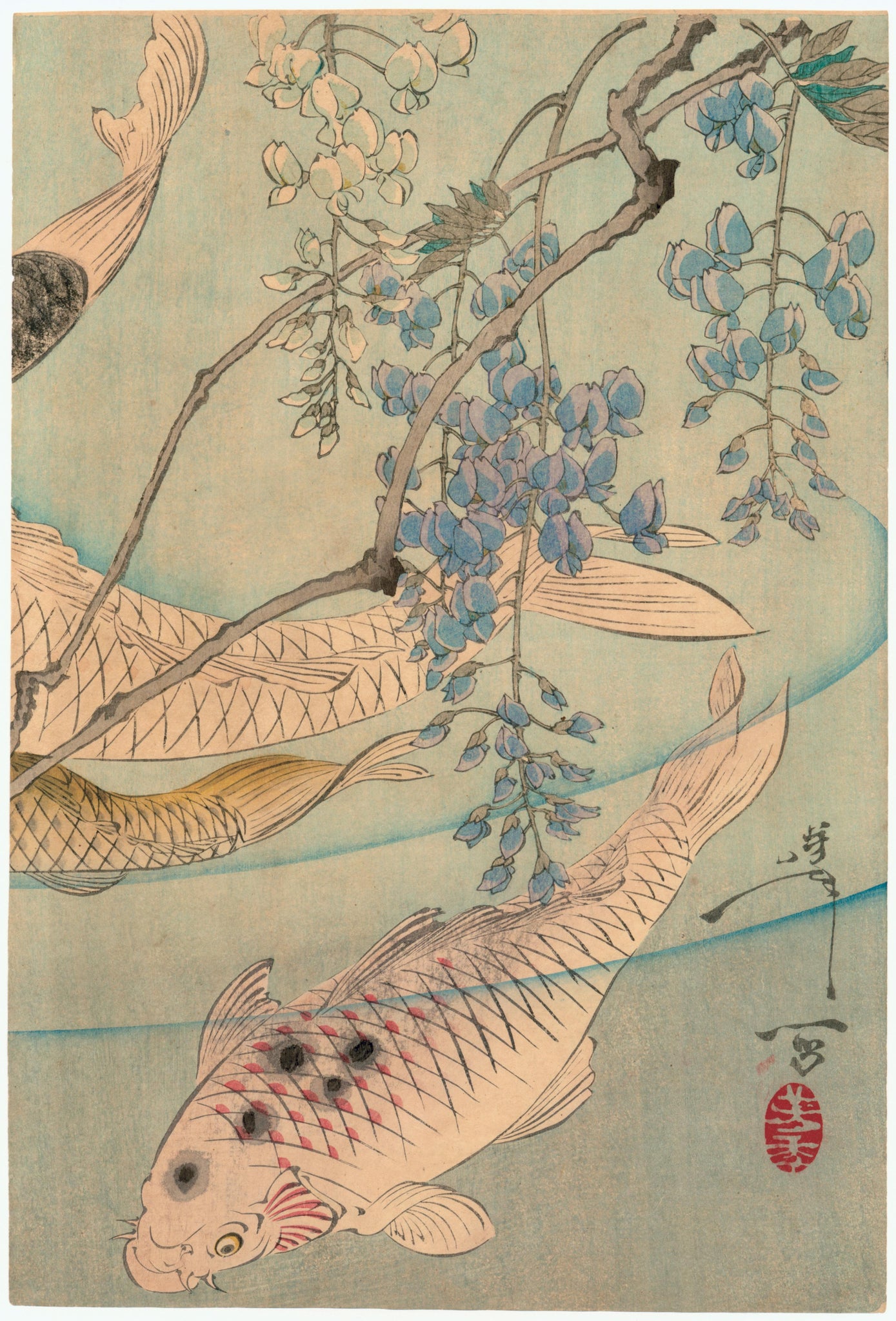芳年：水泳鯉の三連祭壇画（販売） – Egenolf Gallery Japanese Prints