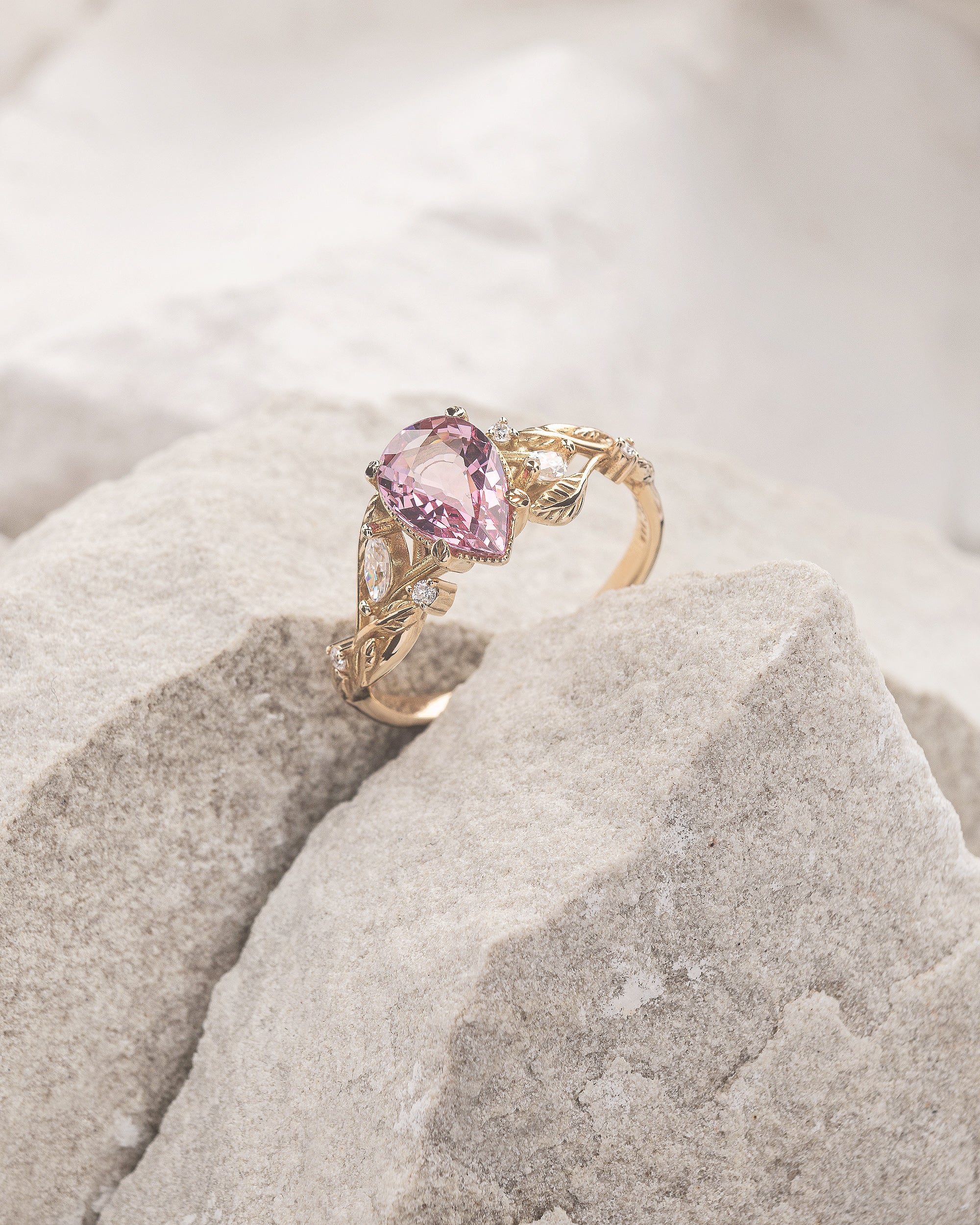 Pink Spinel and Diamonds Engagement Ring | Gold Branch Engagement