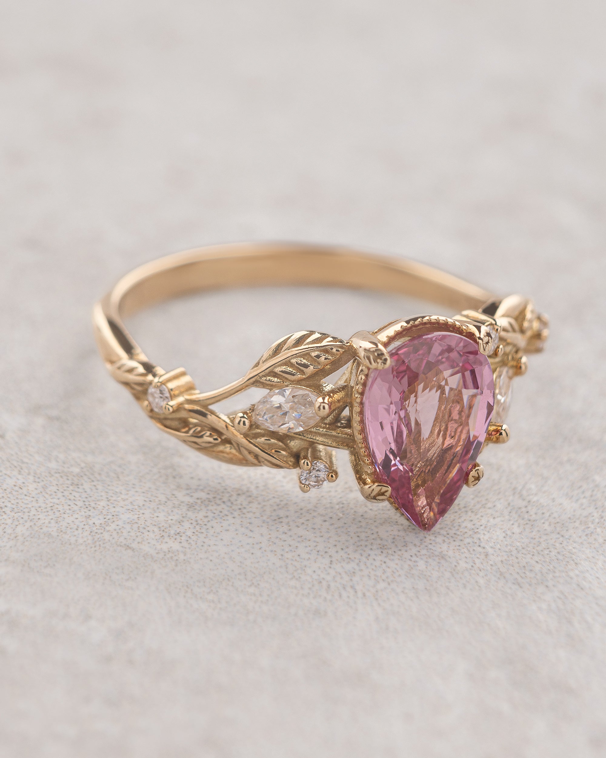 Pink Spinel and Diamonds Engagement Ring | Gold Branch Engagement